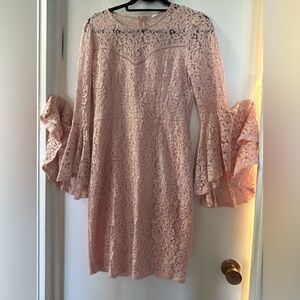 Soprano - light pink lace dress with bell sleeves